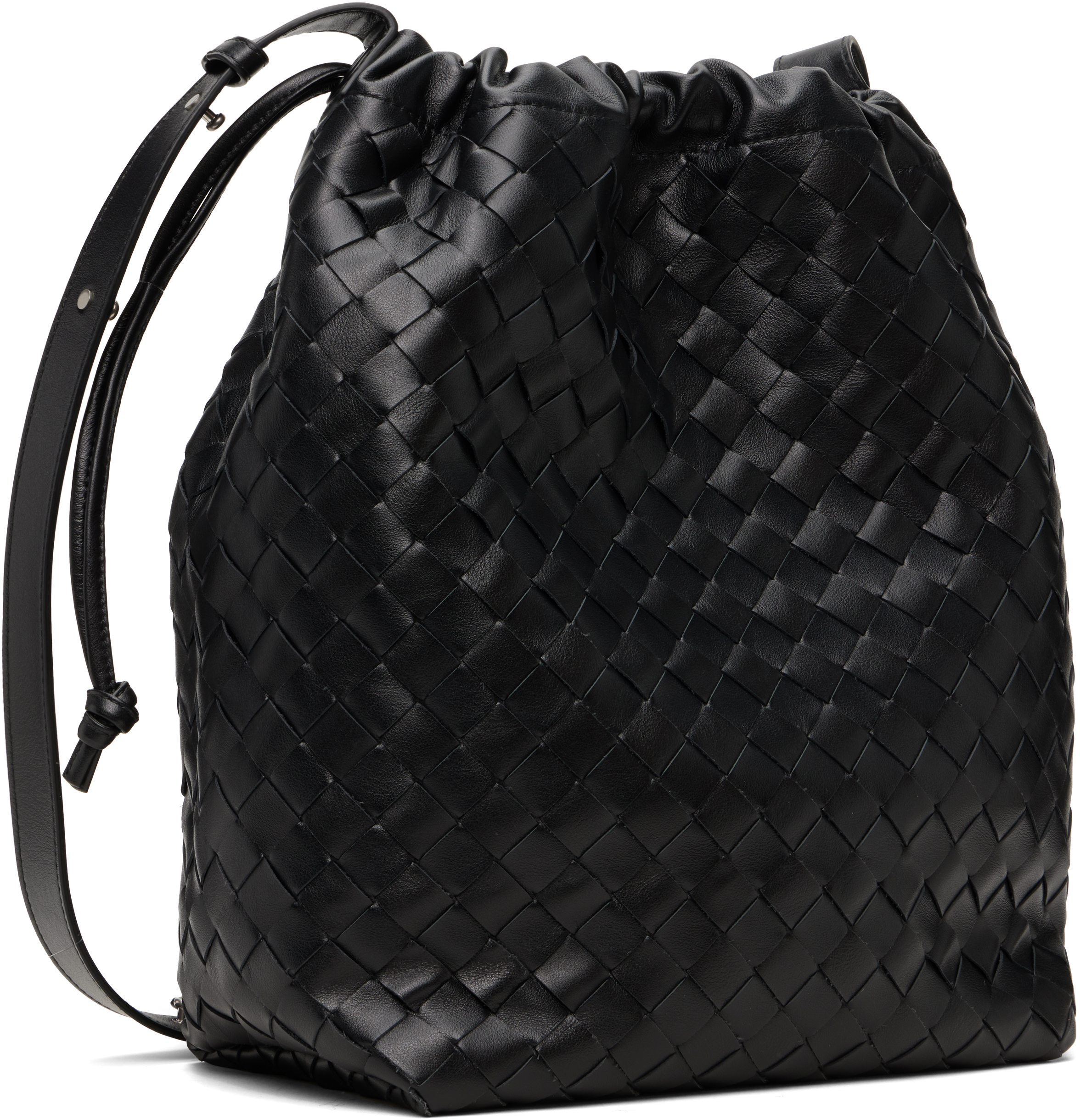 Black Intrecciato Biblioteca Bucket Tote