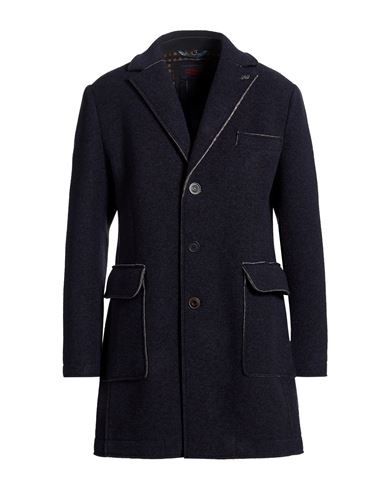 Man Coat Navy Size 40 Polyester, Acrylic, Wool, Elastane