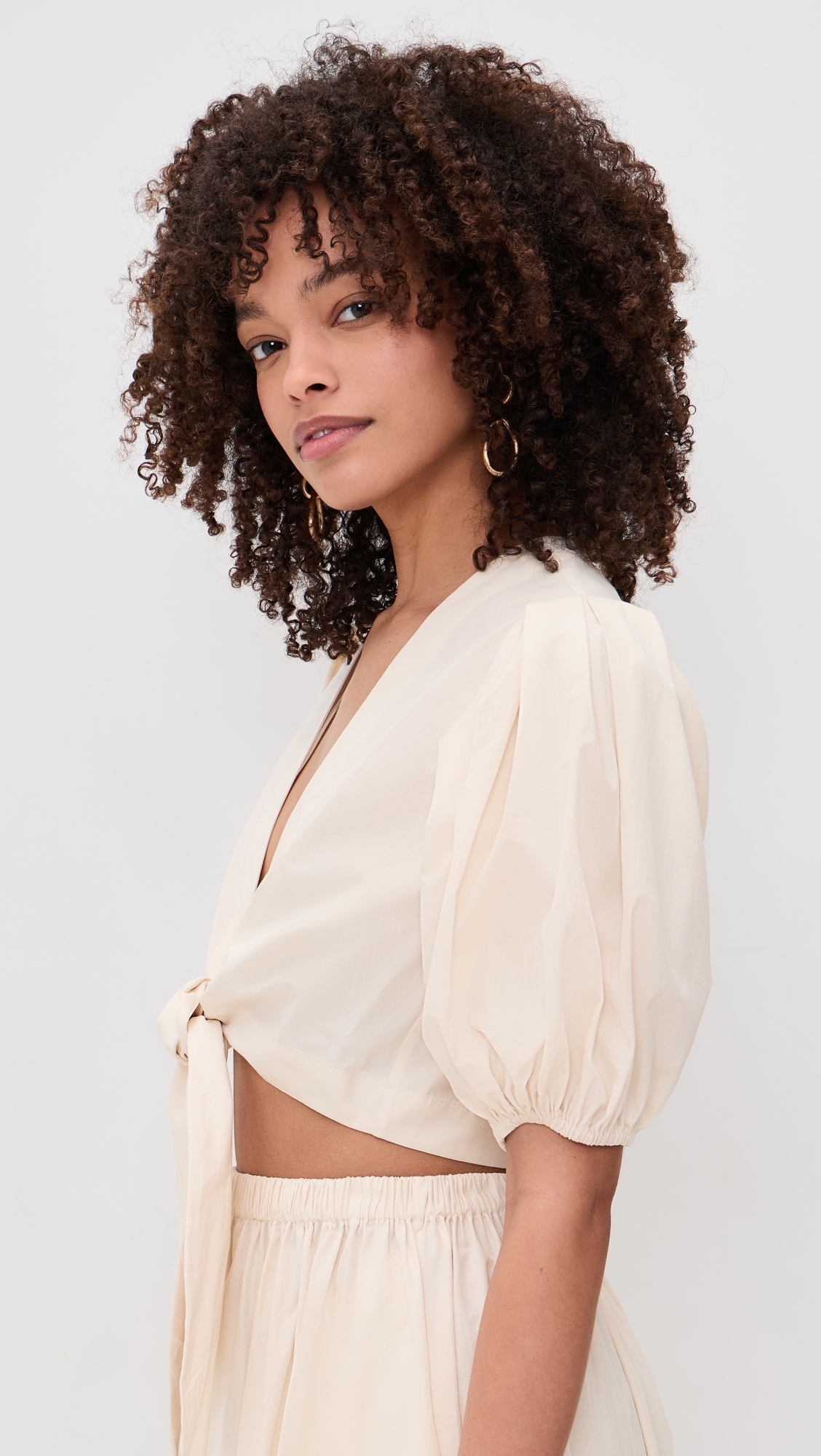 Pouf Tie Blouse Natural Poplin
