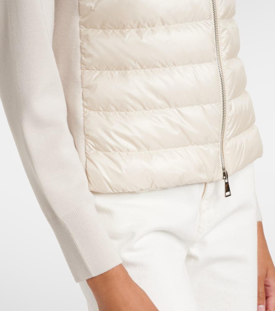 Down-paneled virgin wool cardigan