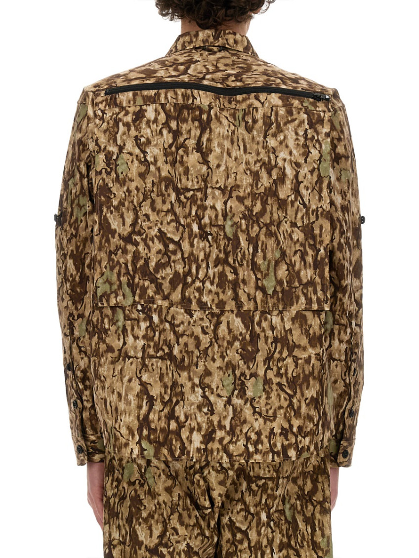 Multicolor Camo Shirt Collar Jacket