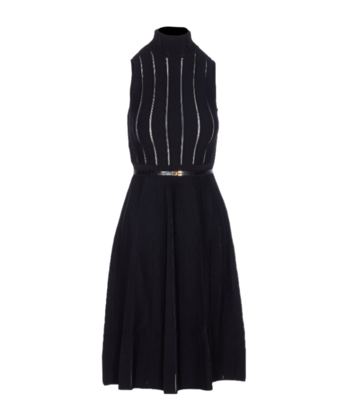 Knit dress with openwork weave
