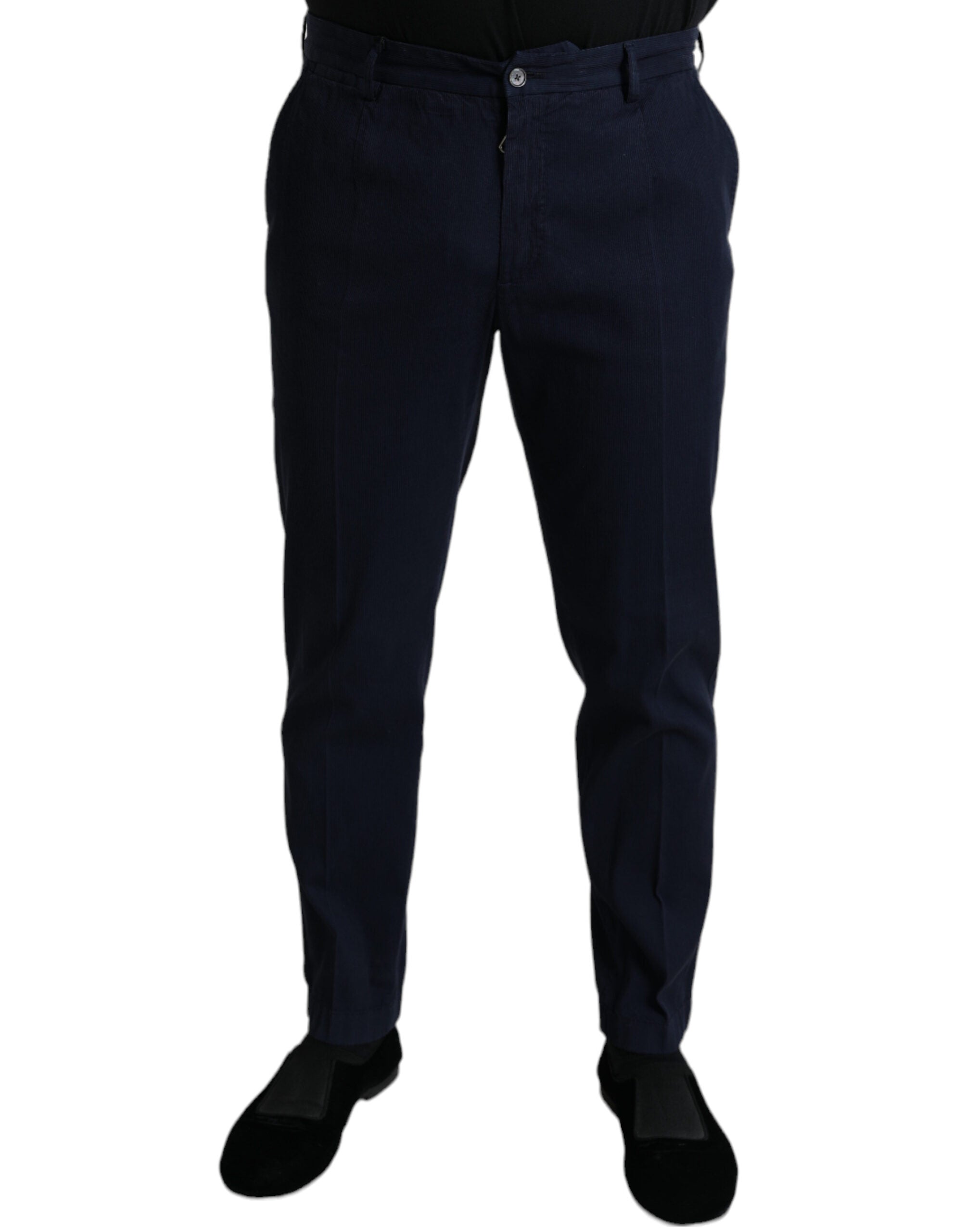 Cotton Stretch Slim Fit Trousers — Navy