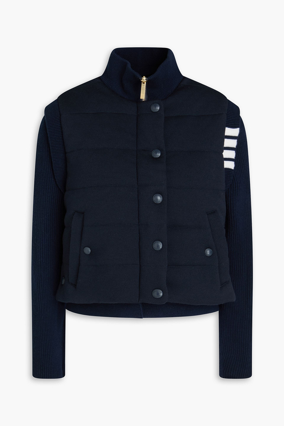 Reversible striped quilted wool jacket - Blue - IT 38