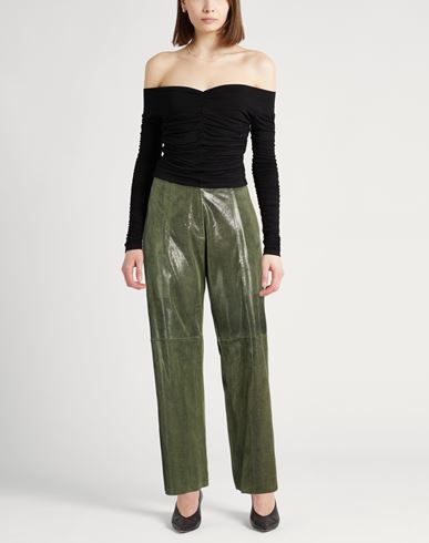 Forte_forte Woman Pants Military green Size 3 Leather