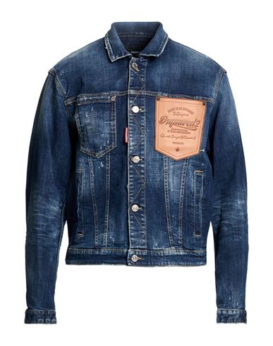 Man Denim outerwear Blue Size M Cotton, Elastane