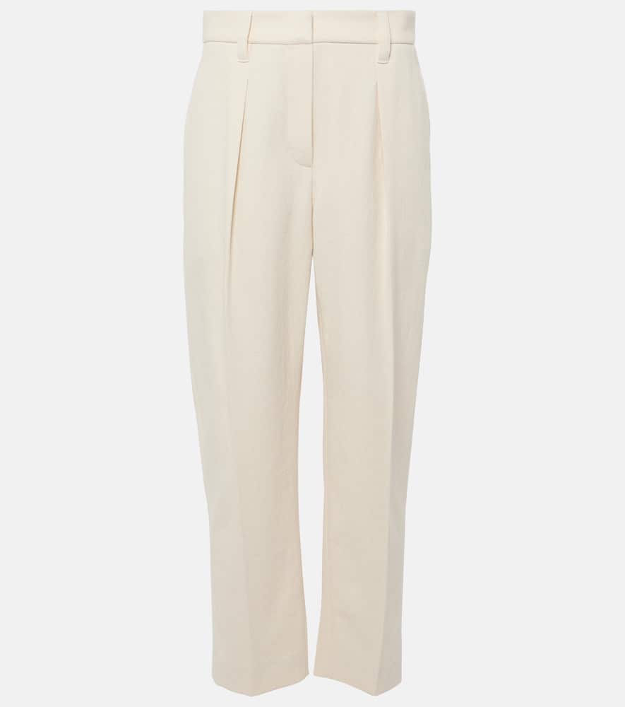 Gabardine high-rise straight pants