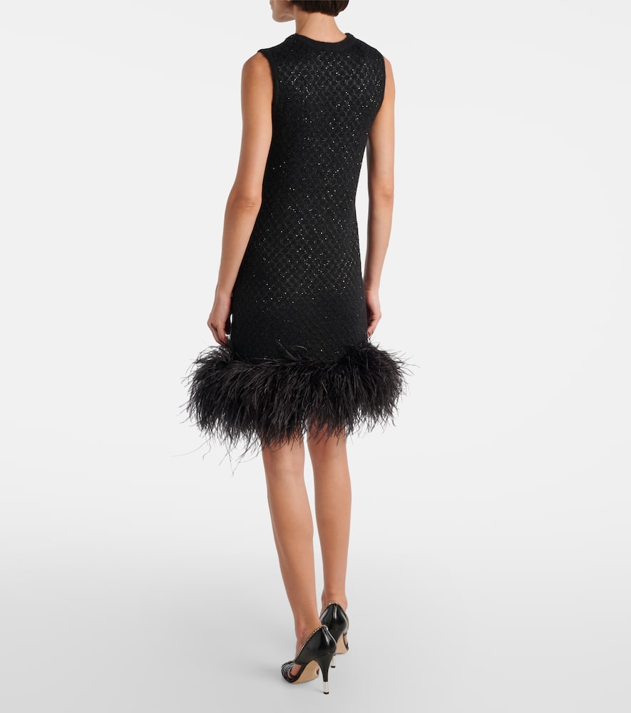 Novara feather-trimmed minidress
