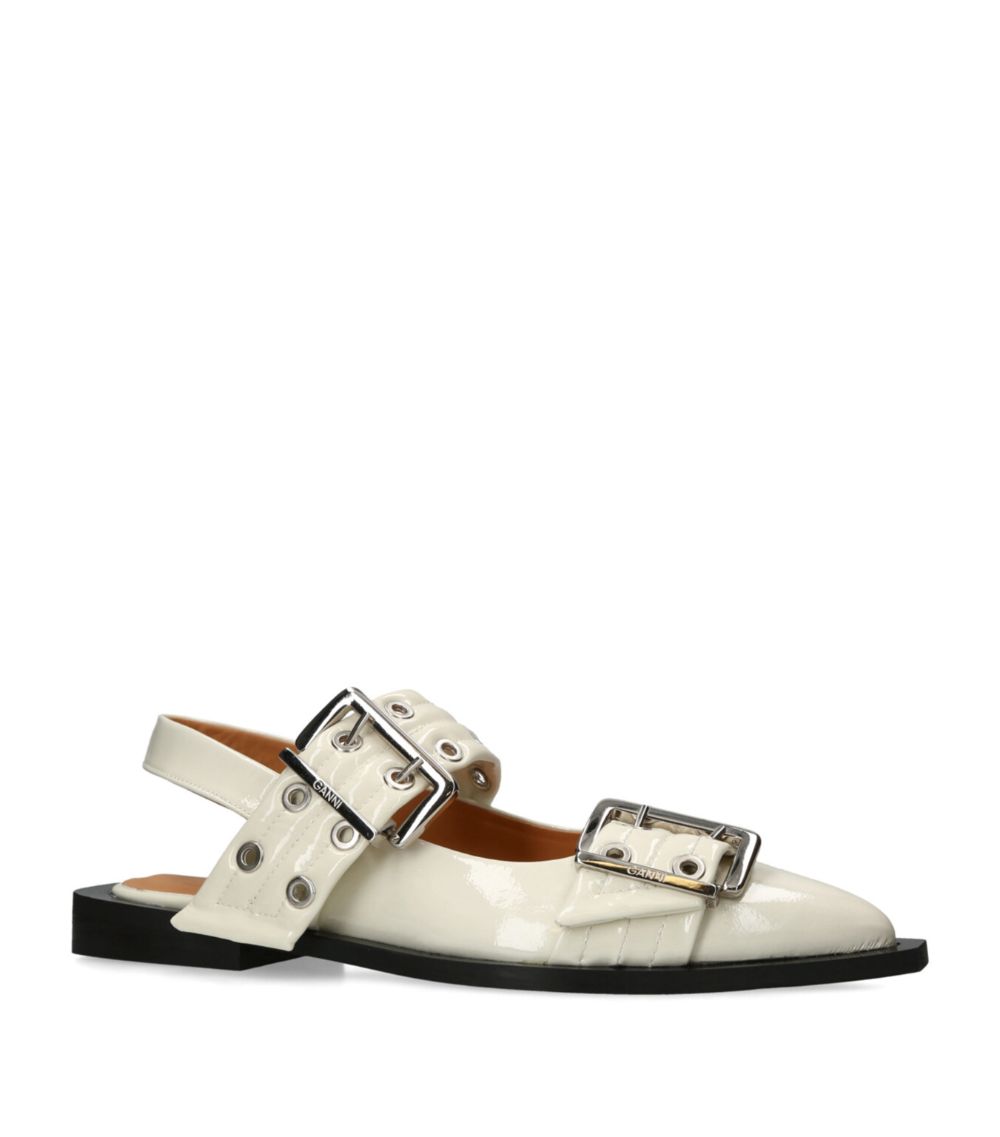 Leather Buckle Ballerina Flats