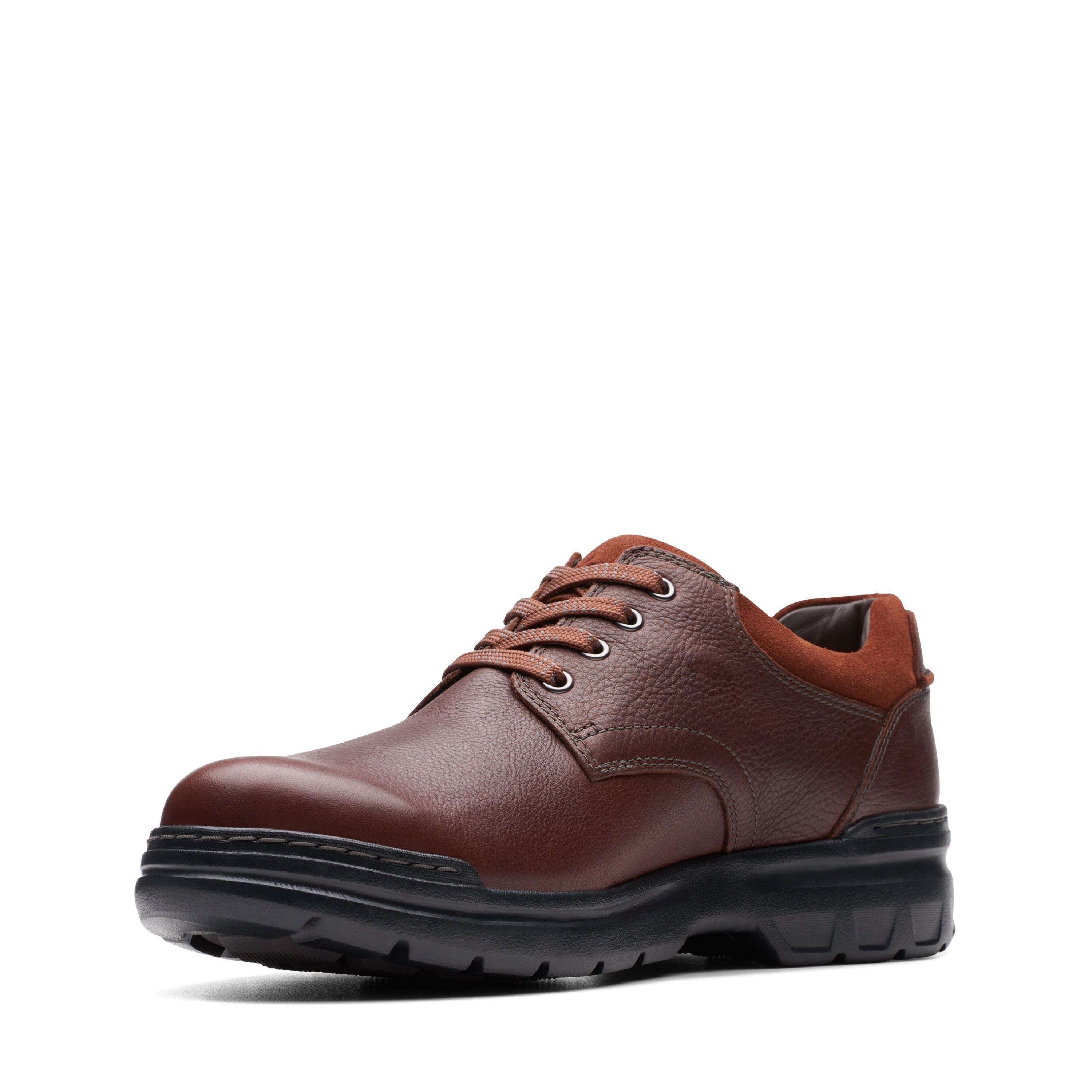 Clarks Rockie Walk Gore-Tex Dark Tan Leather Derby Shoes In Brown