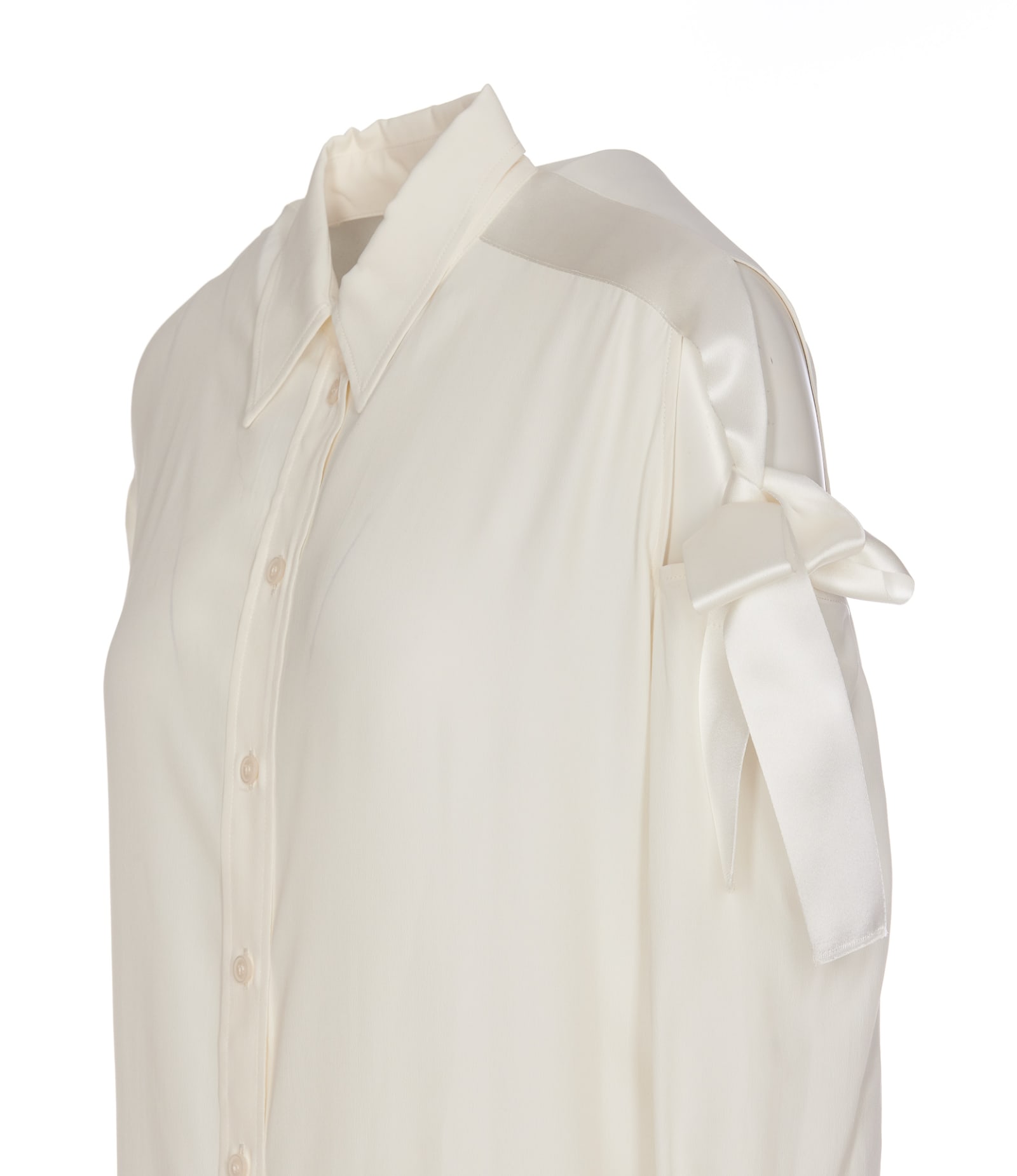 Bow-detail pointed-collar shirt - White