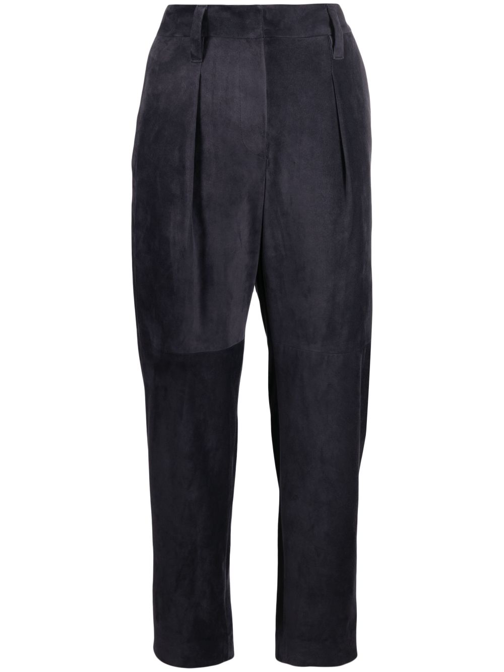 Cropped suede trousers - Grey