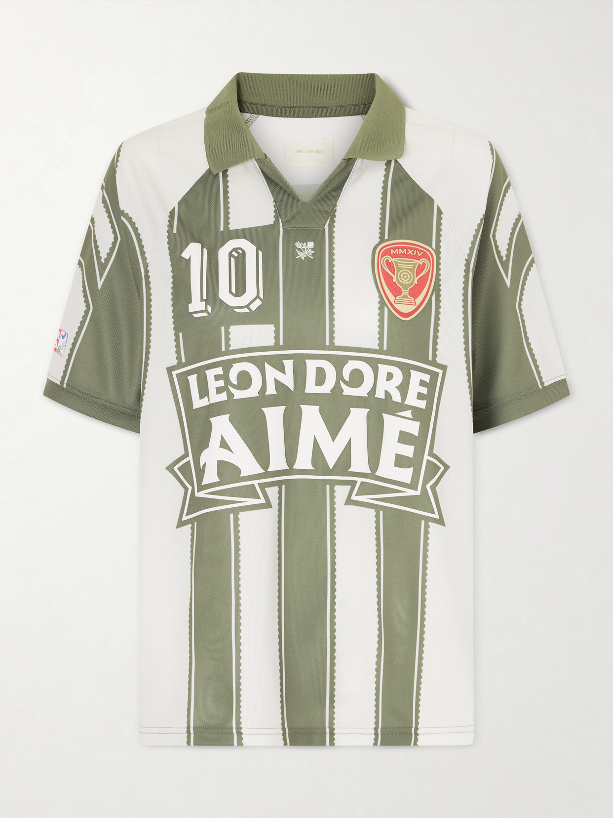 Logo-appliquéd Striped Jersey T-shirt - Green
