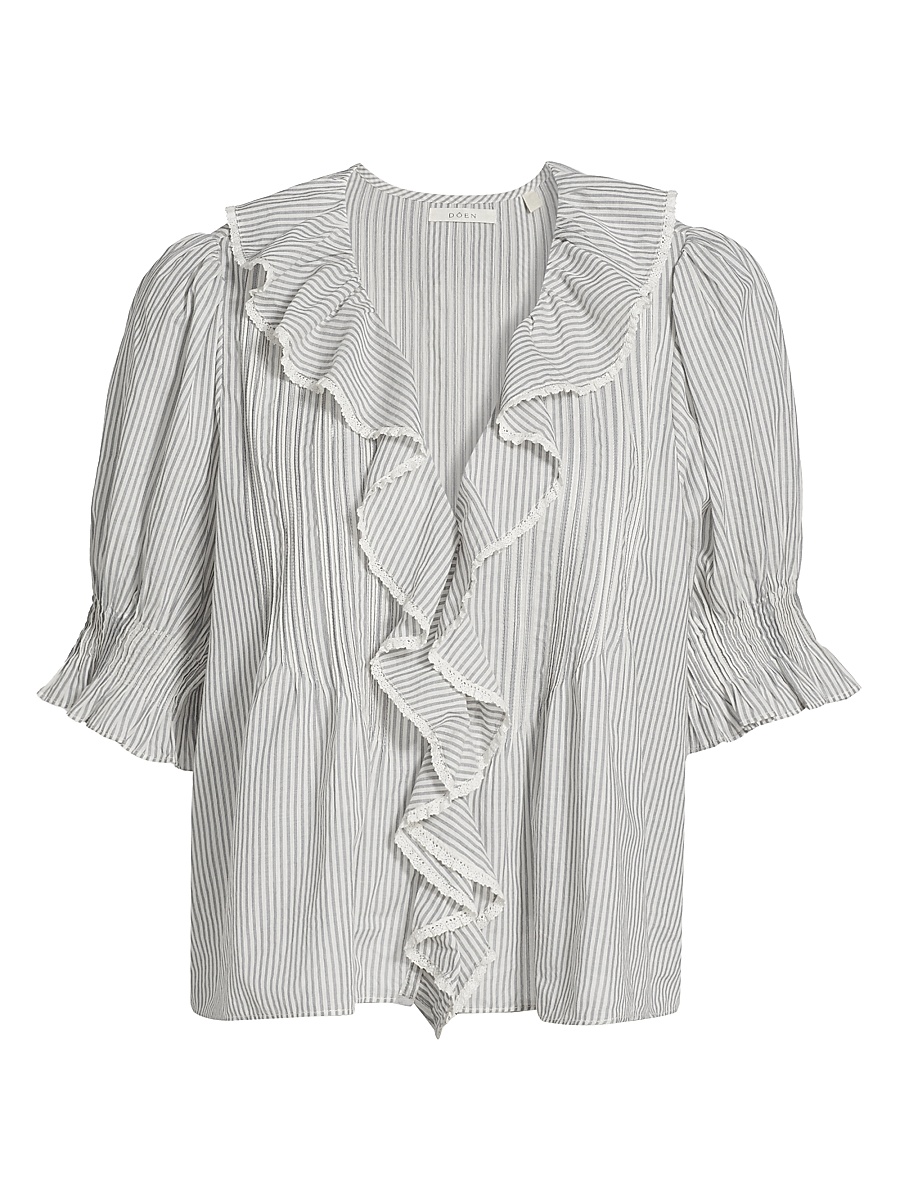 Women's Henri Striped Cotton Puff Sleeve Top - Adelaide Stripe