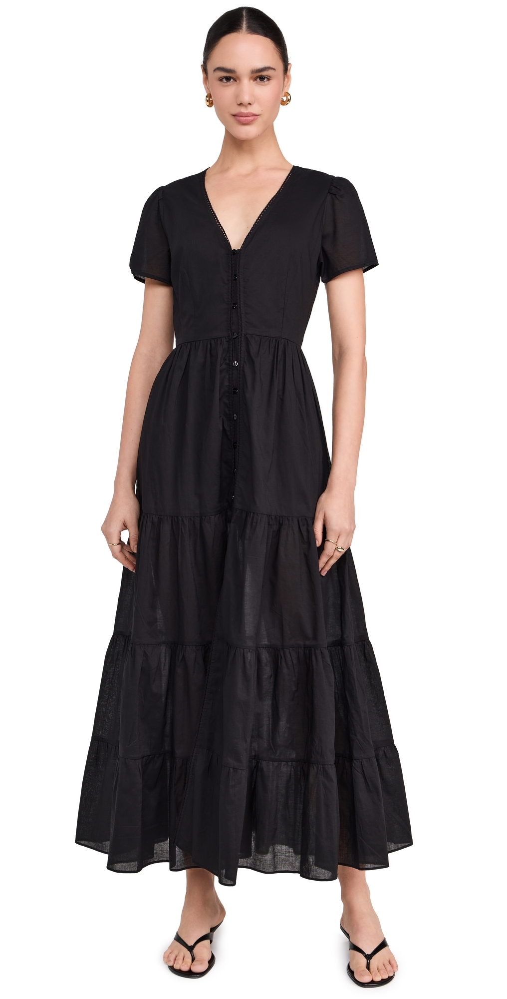 Button Maxi Dress Black