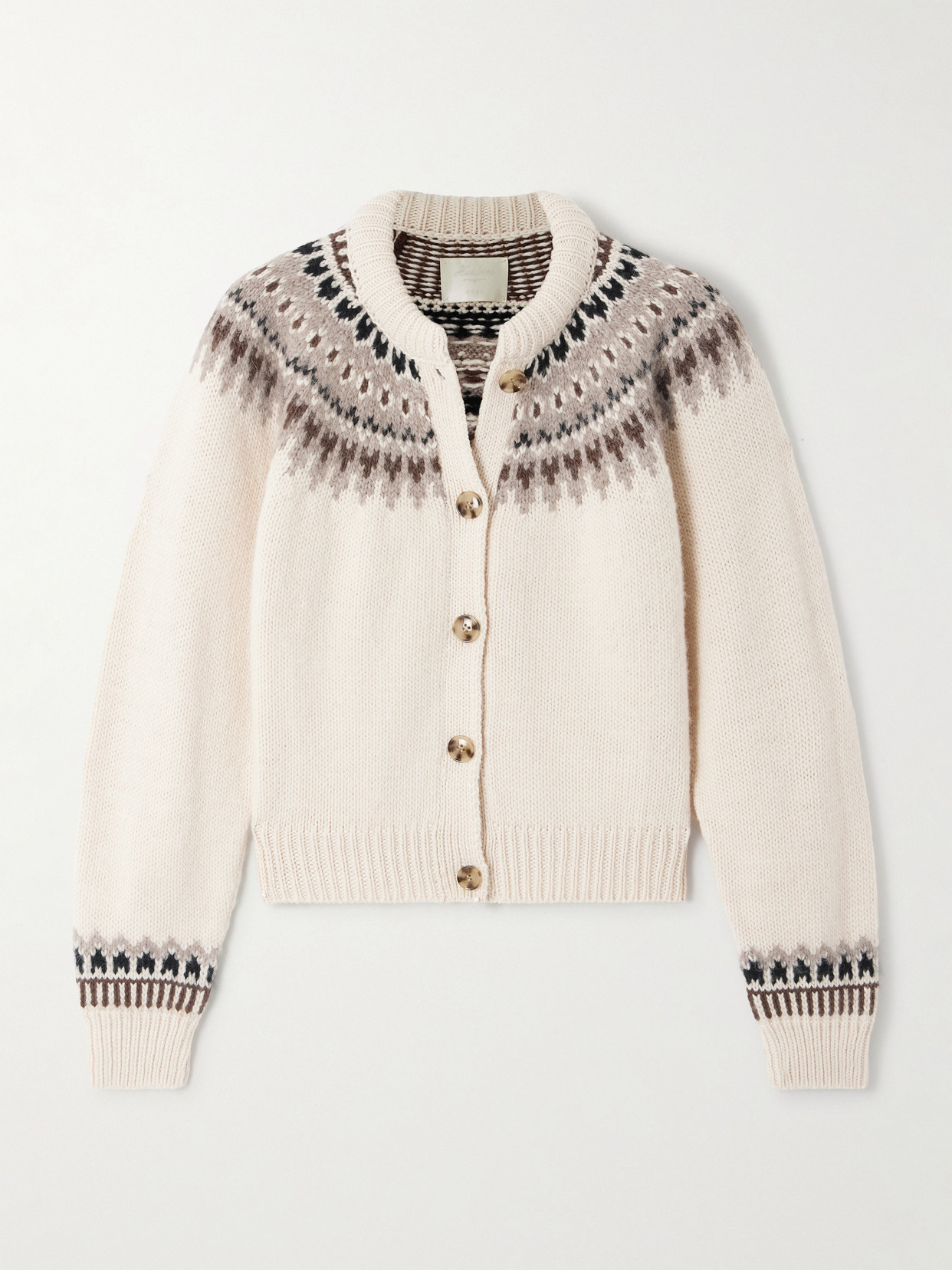 Clarke Fair Isle Wool-blend Cardigan - Cream