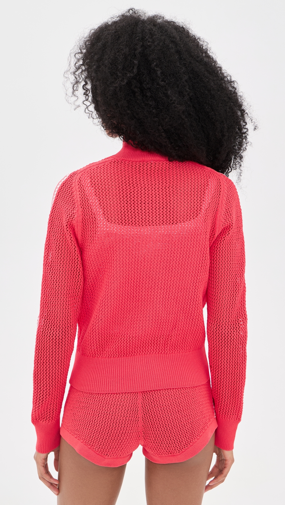 Knitted Crochet Track Jacket Semi Lucid Red/Blue
