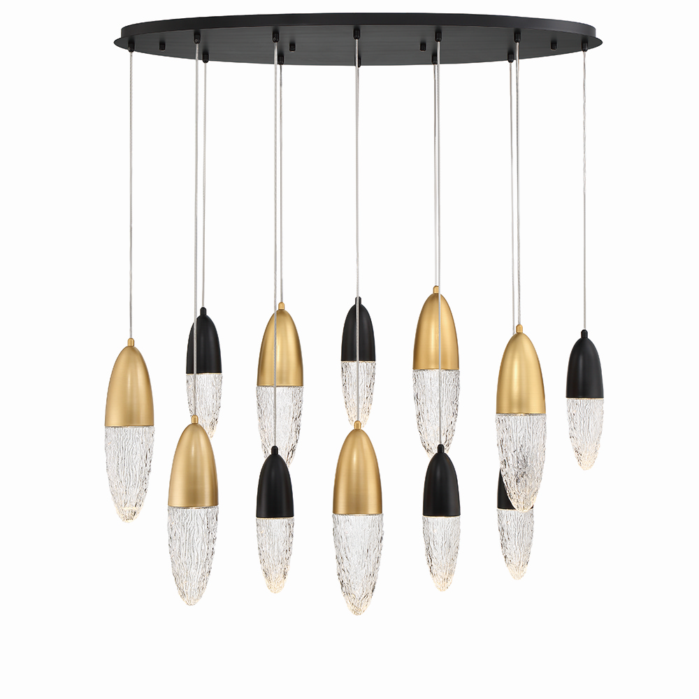 Ecrou 20-Light Chandelier in Mixed Black With Bra