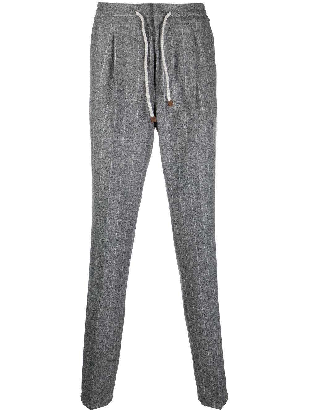 Stripe-pattern straight trousers
