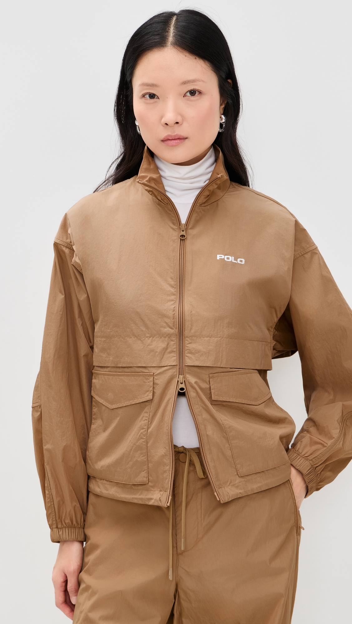Nylon Windbreaker Jacket Cafe Tan