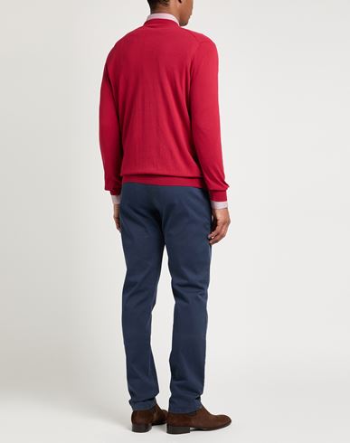 Man Sweater Burgundy Size 44 Cotton