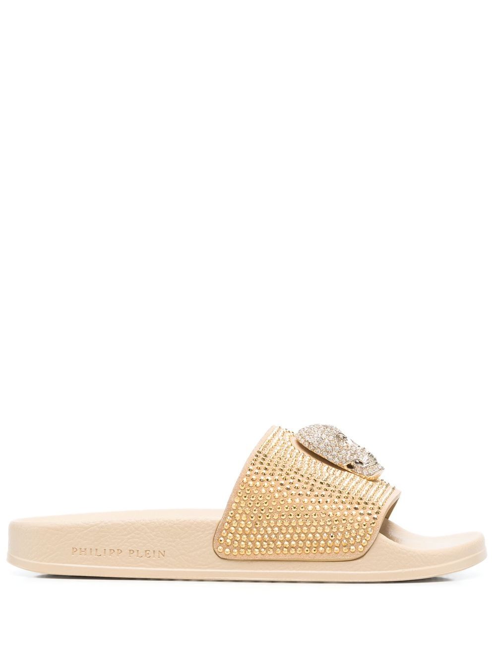 Skull strass pool slides - Black