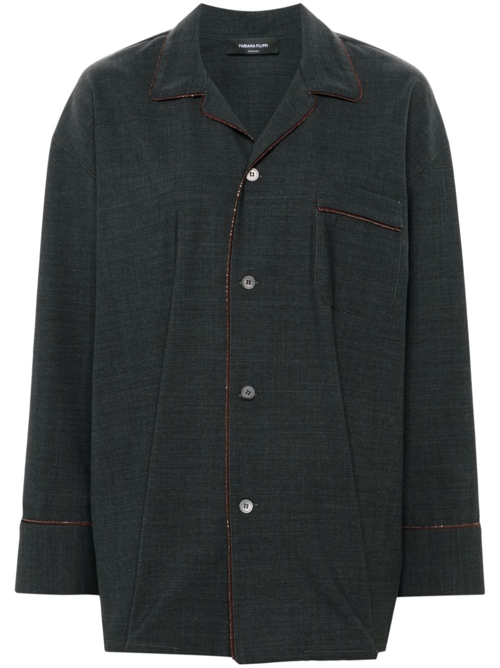 Bead-Trim Shirt — dark grey