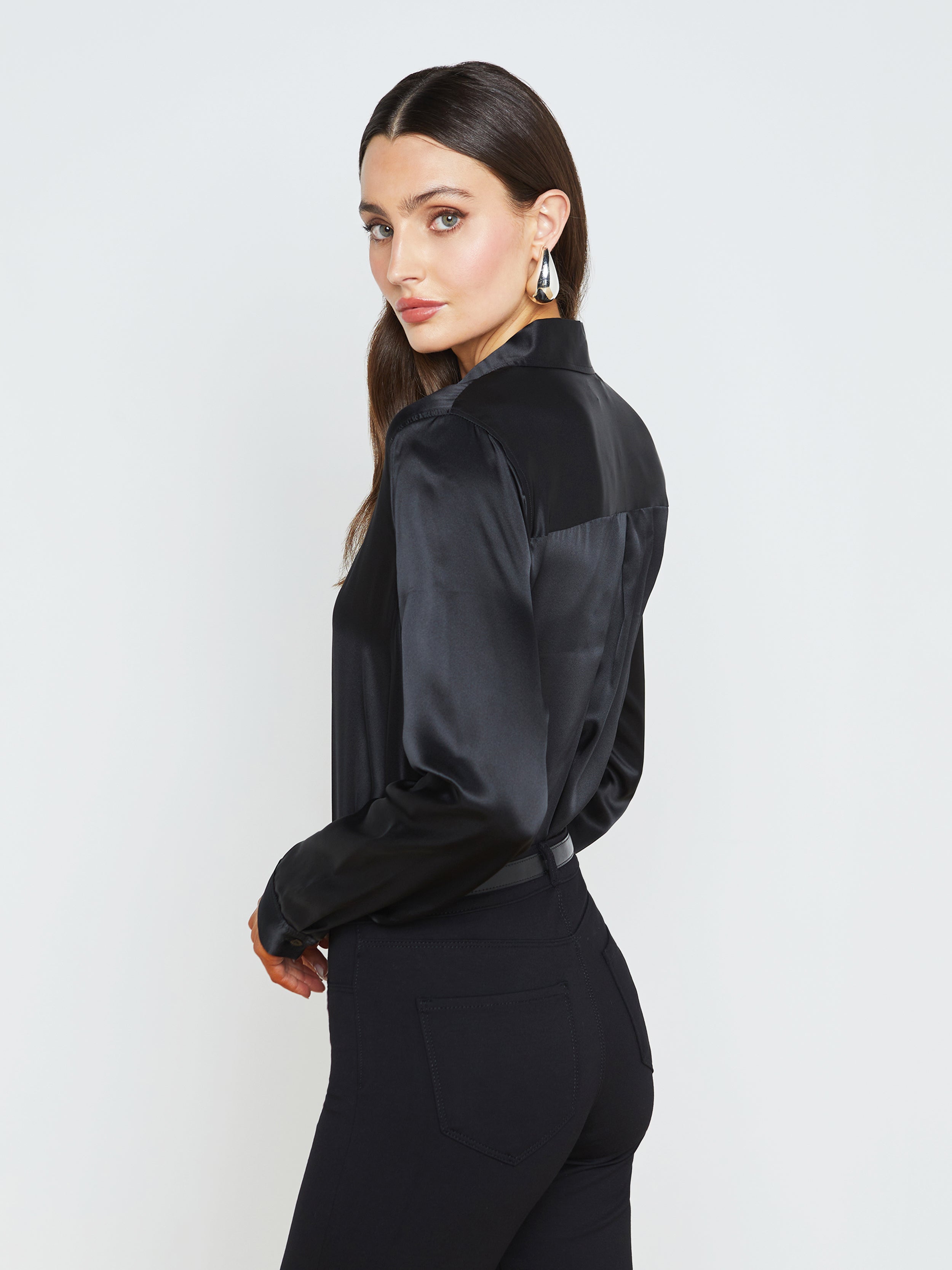 Tyler Silk Blouse Top In Black