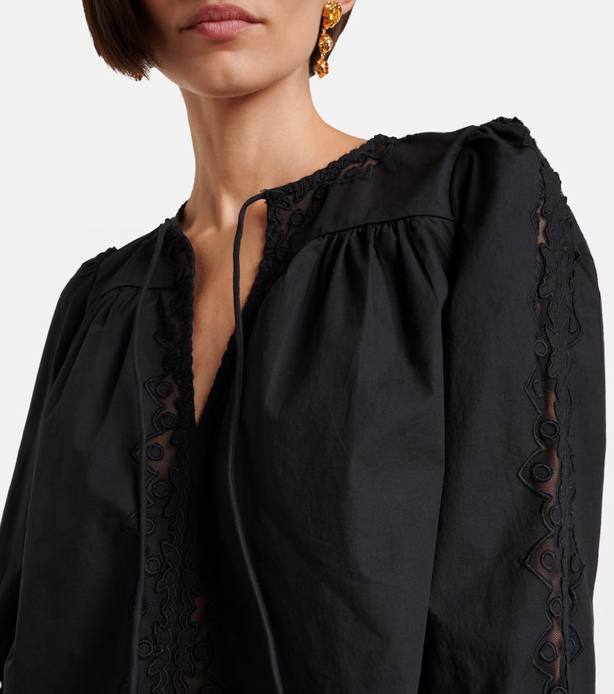 Kady lace-trimmed cotton blouse
