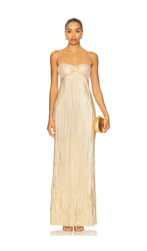 Lovers and Friends Mya Gown in Metallic Gold. XS. Also in