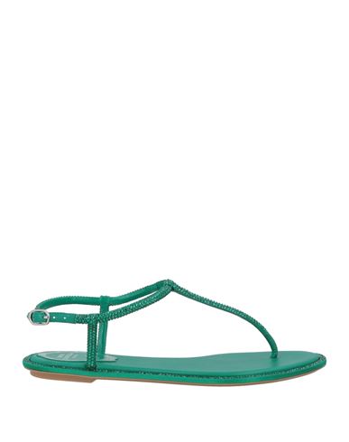 Rene' Caovilla Woman Thong sandal Emerald green Size 6 Textile fibers