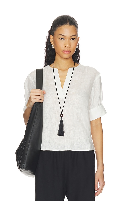 FRAME The V-neck Popover Top in White. - S also in XS