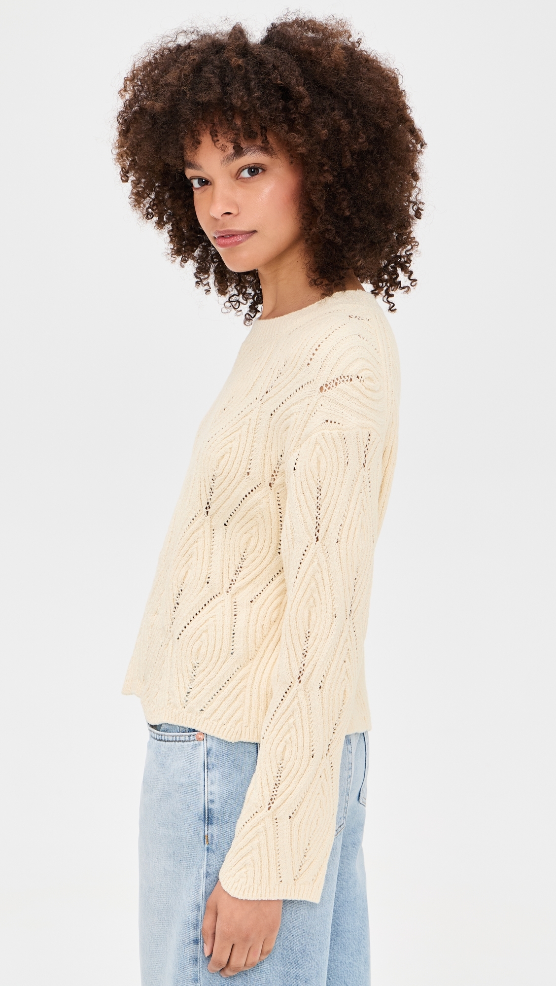 Crew Neck Long Sleeve Sweater Witherit Beige