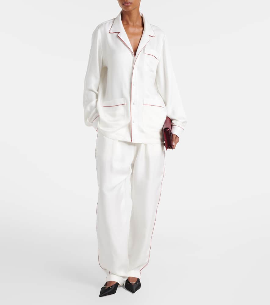 Silk twill pajama shirt