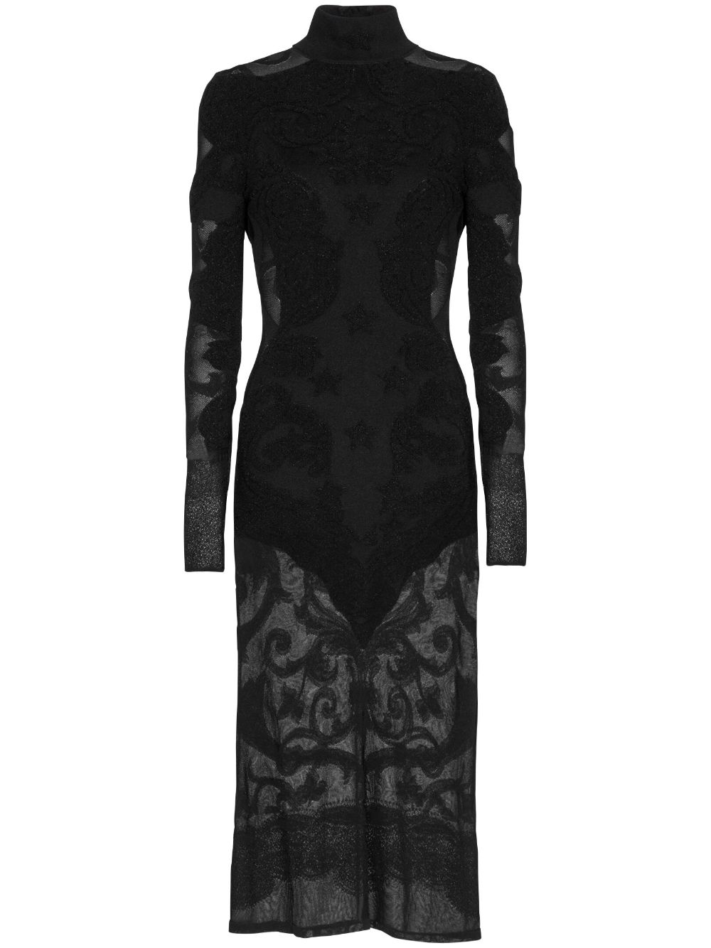 Baroque fine-knit midi dress - Black