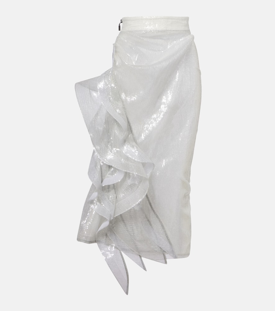 Hymn ruffled sequined midi skirt