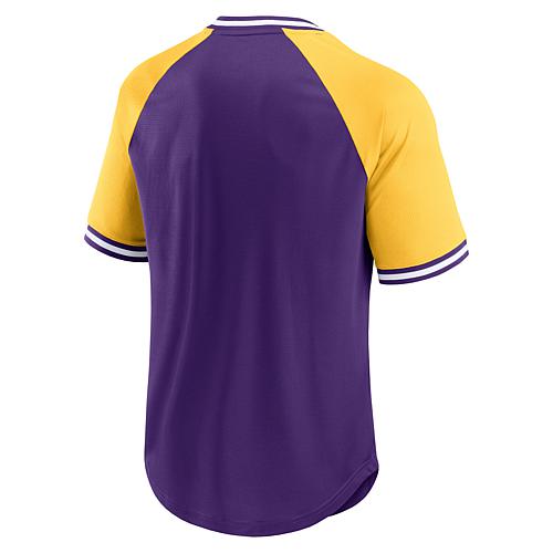 Men's Fanatics Purple/Gold Minnesota Vikings Second Wind Raglan V-Neck T-Shirt