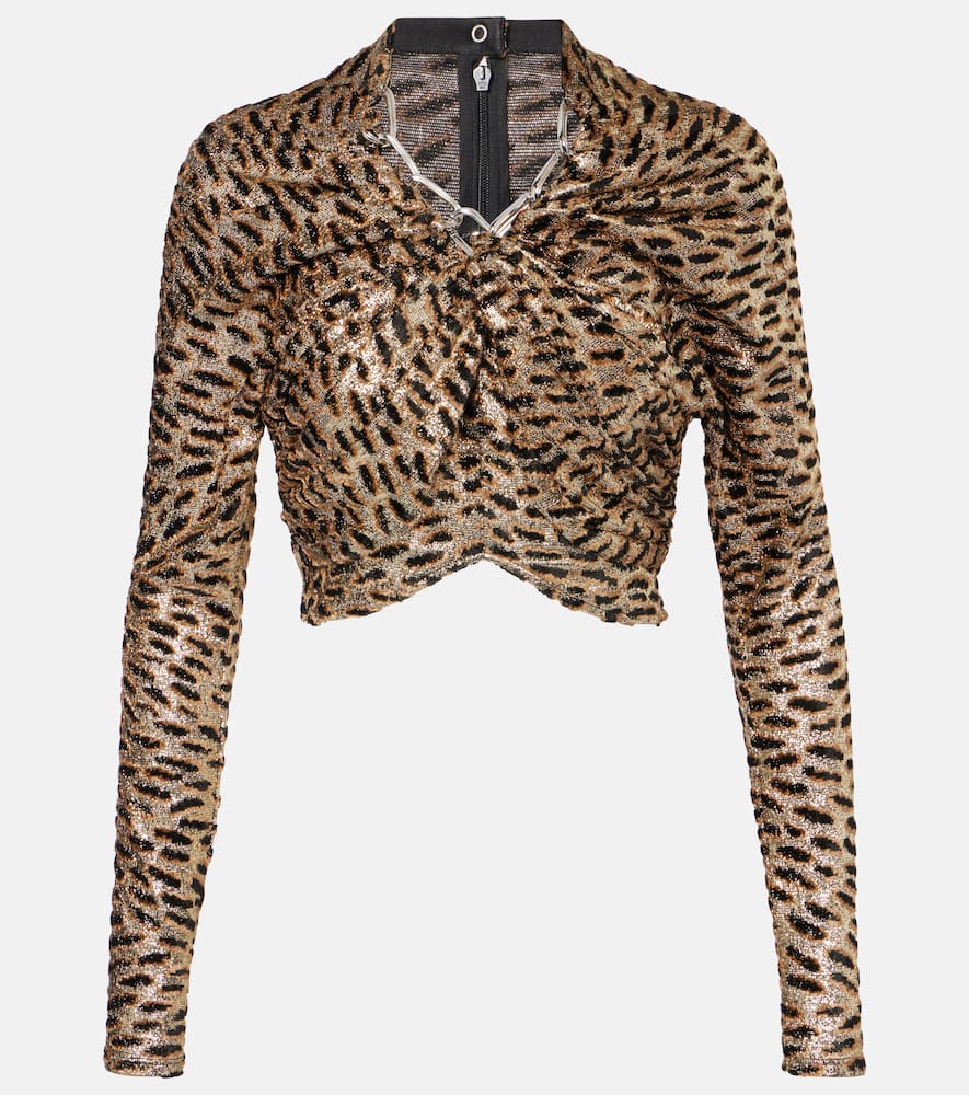 Tiger-print metallic top