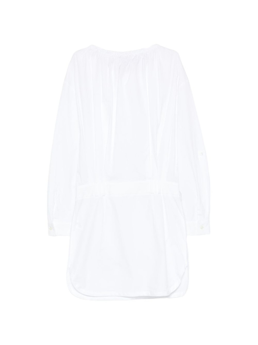White Tie Neck Mini Dress
