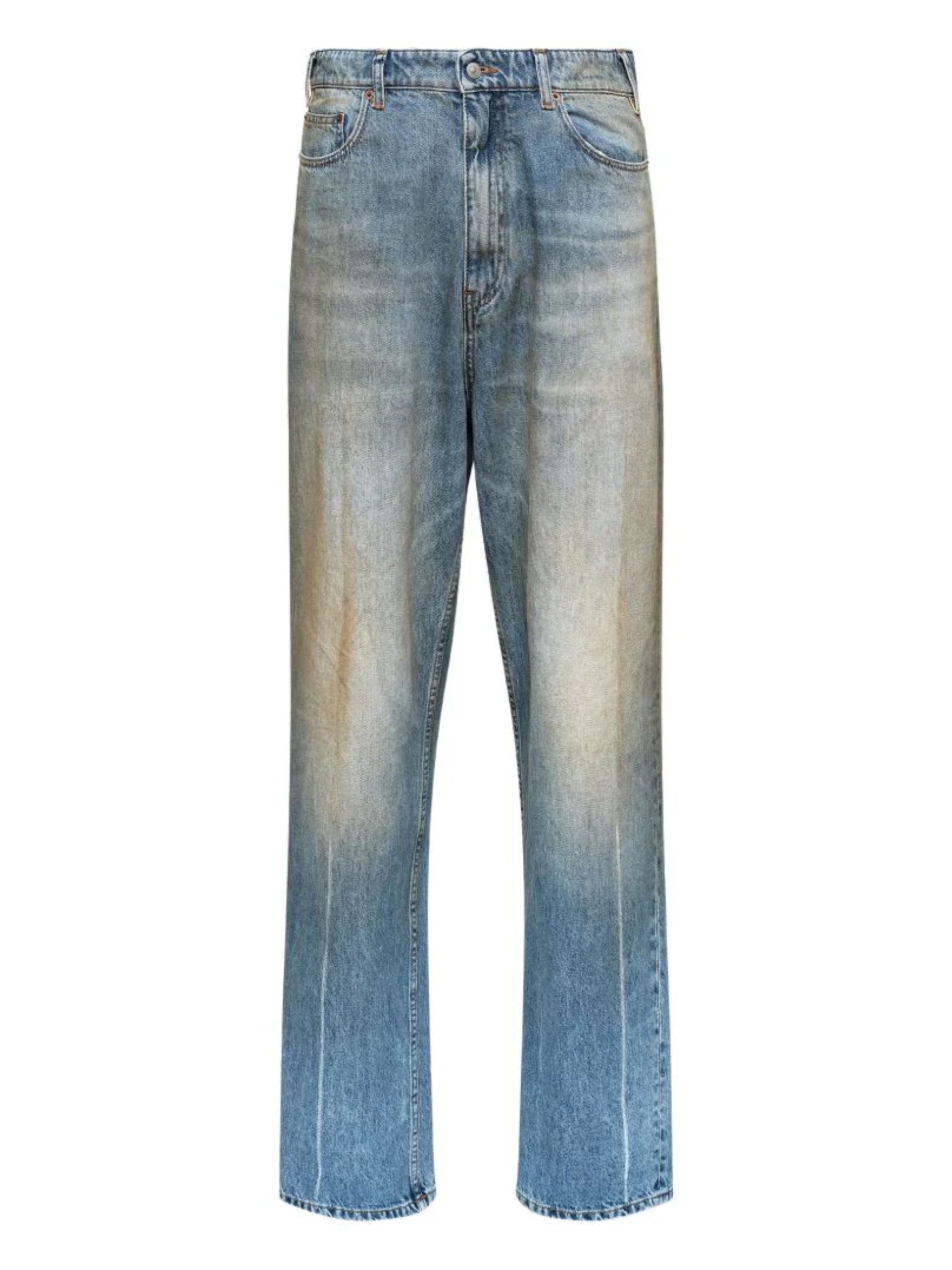 Straight Leg Jeans with Worn Effect