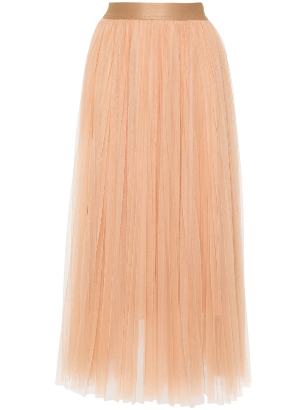Fully pleated tulle midi skirt - Neutrals