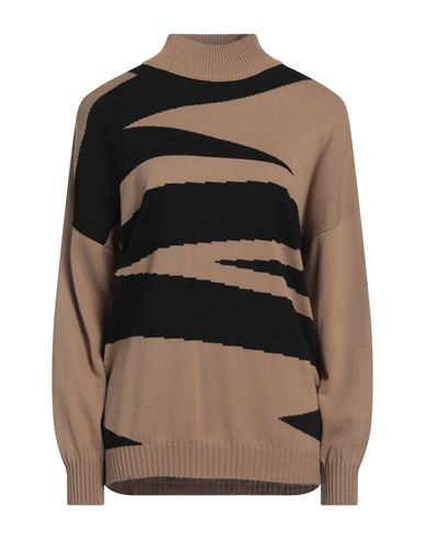 Woman Turtleneck Beige Size M Wool, Acrylic