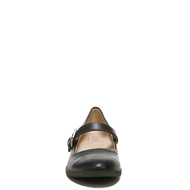Women's Ramona Mary Jane Flat Shoes (Black Faux Leather)