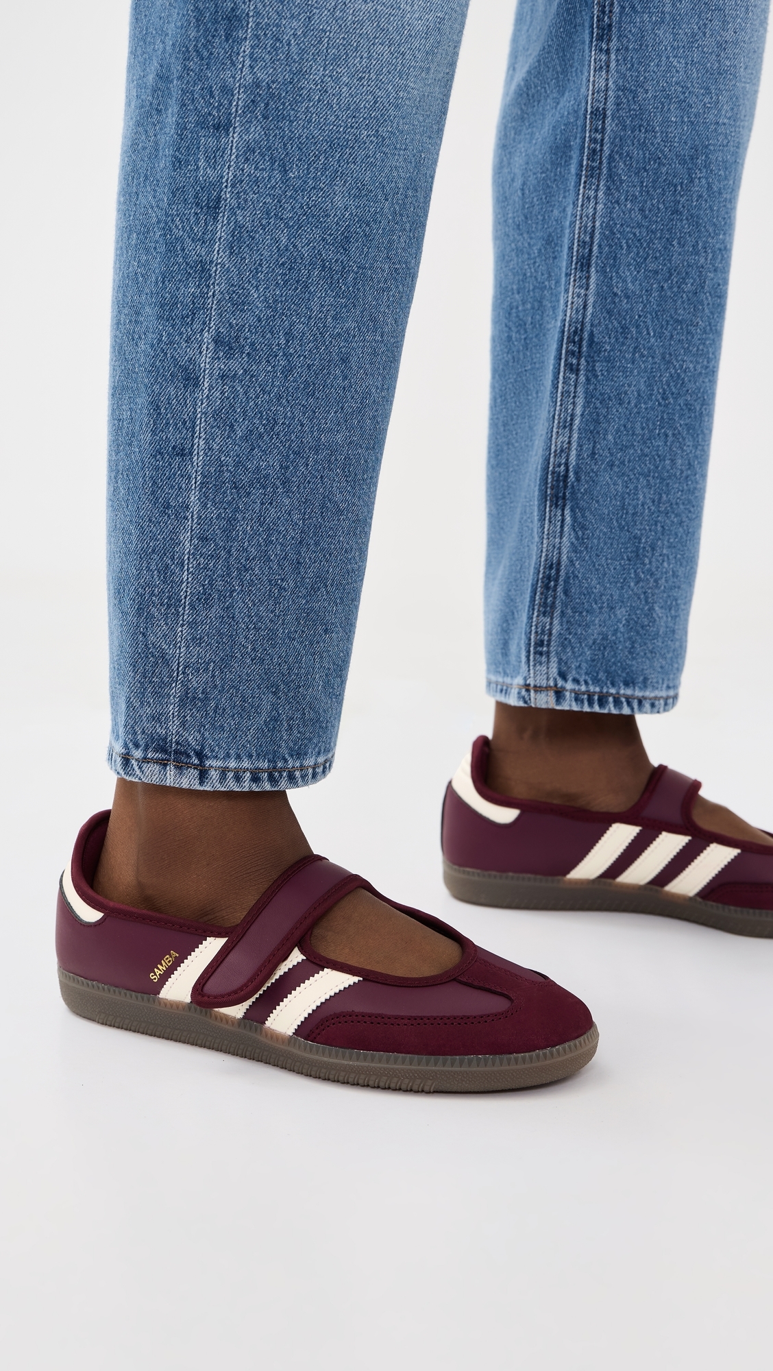 Samba Jane Shoes Maroon/Cream White/Gold Met