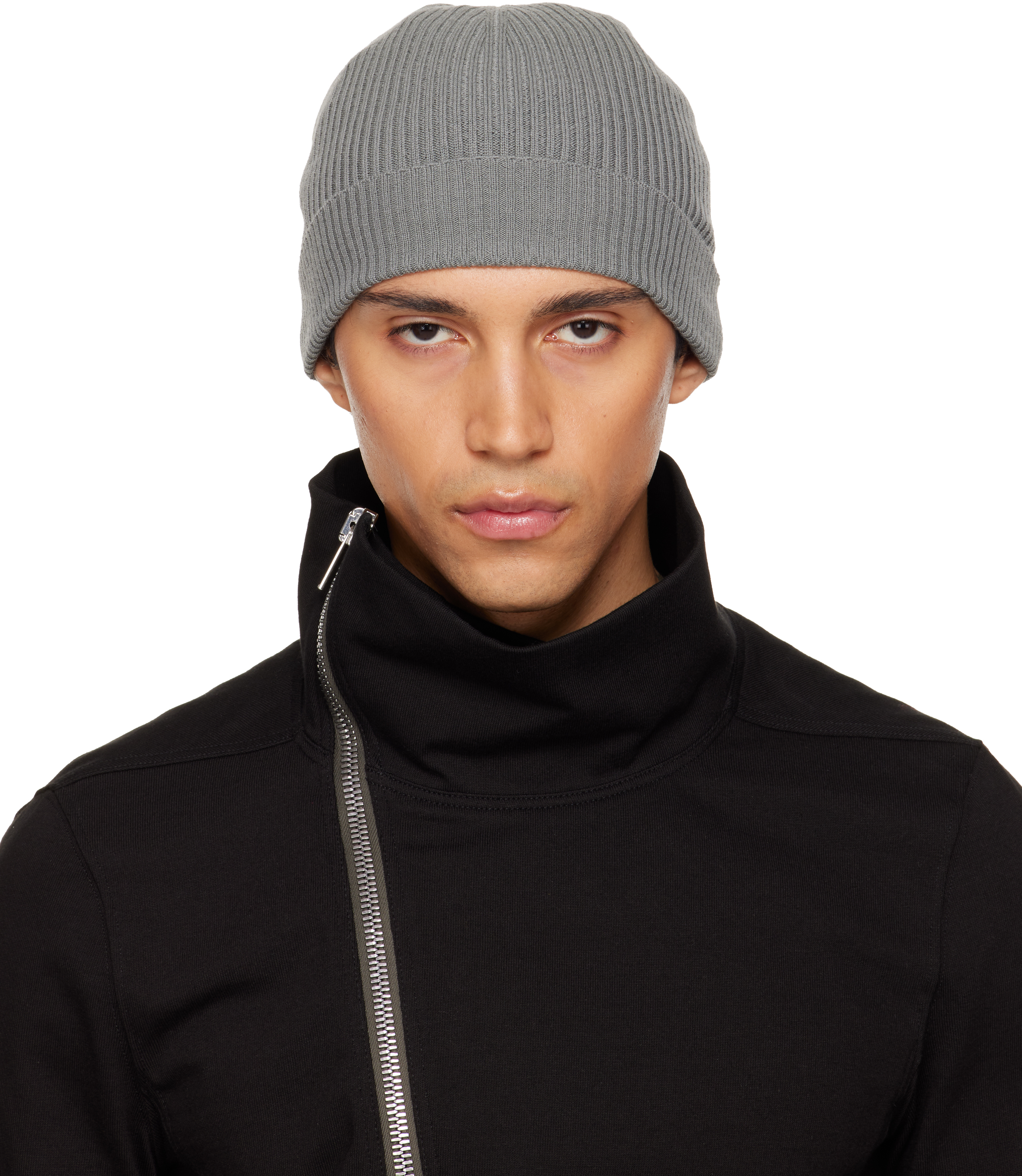 Gray Temple Ribbed Beanie
