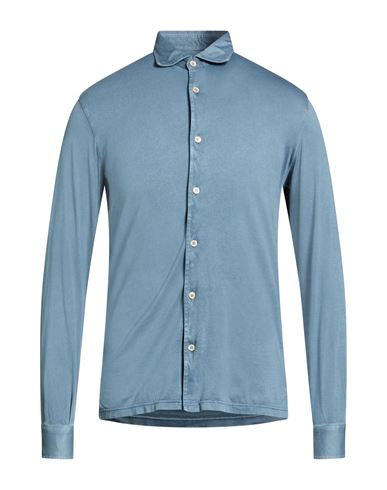 Man Shirt Slate blue Size 46 Organic cotton