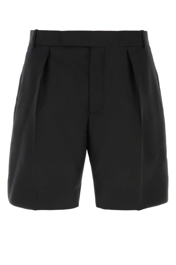 Pleat-detail tailored shorts - Black