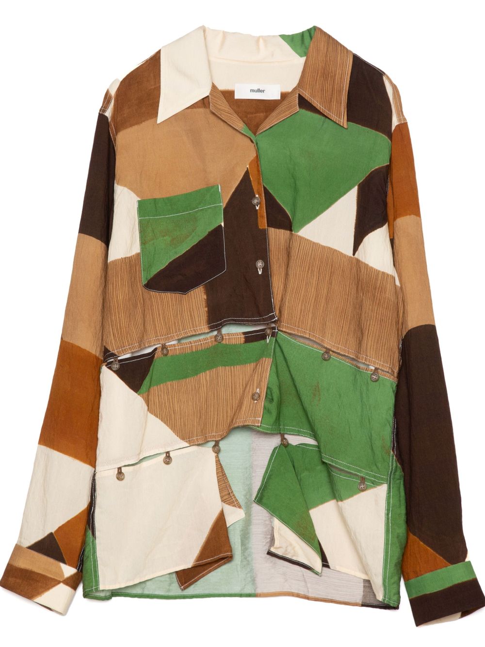 Geometric-print shirt - Green