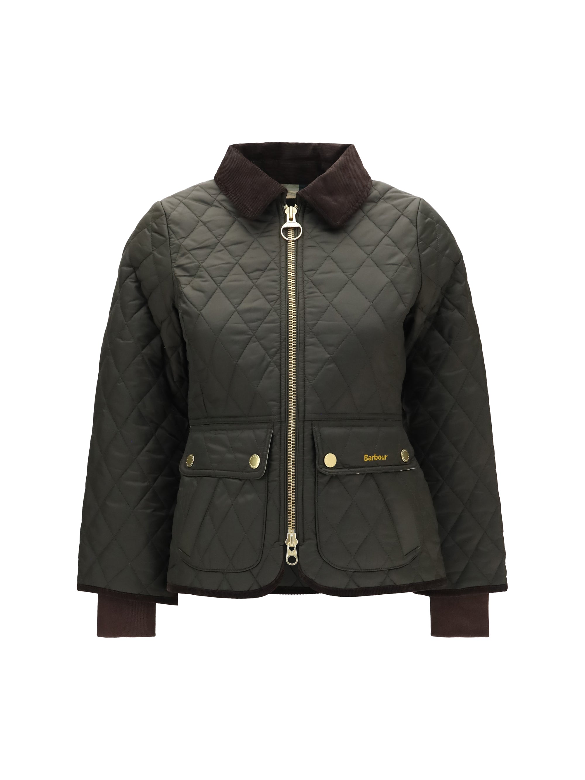 Diamond-Quilted Down Jacket — Green