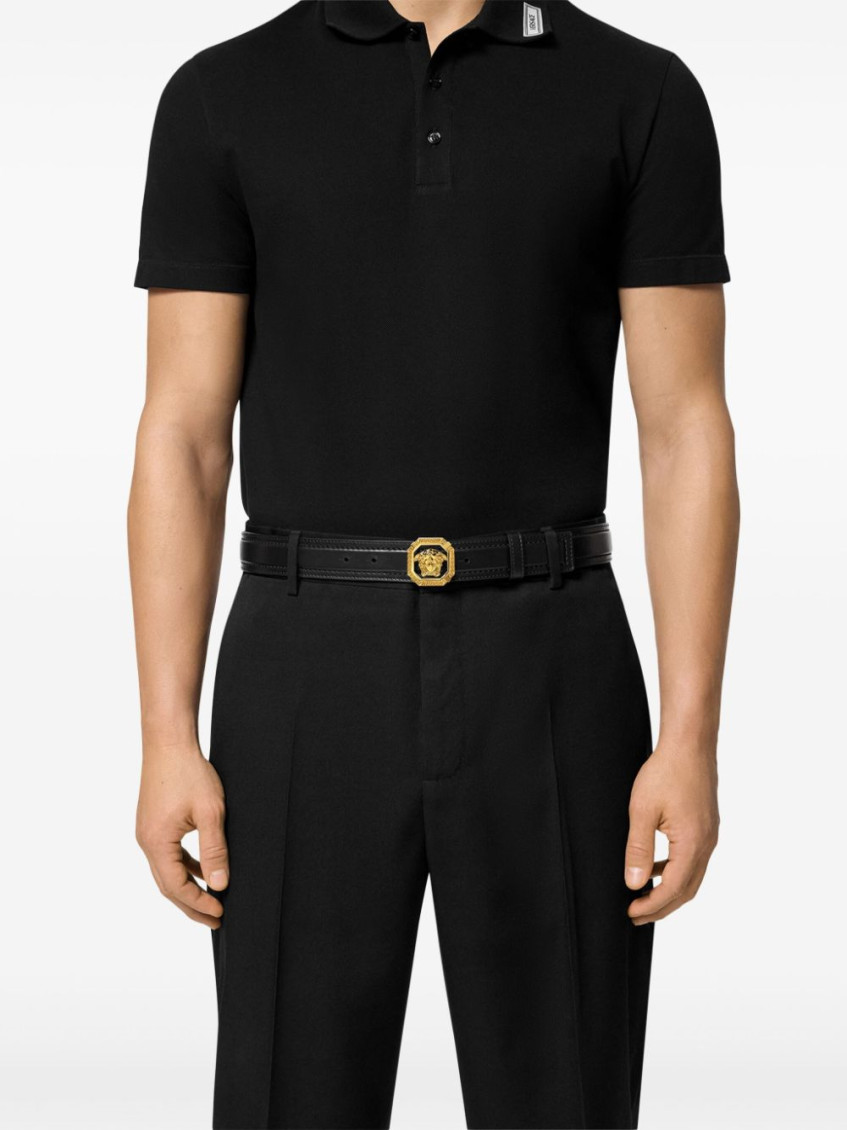 La Medusa Black Leather Belt